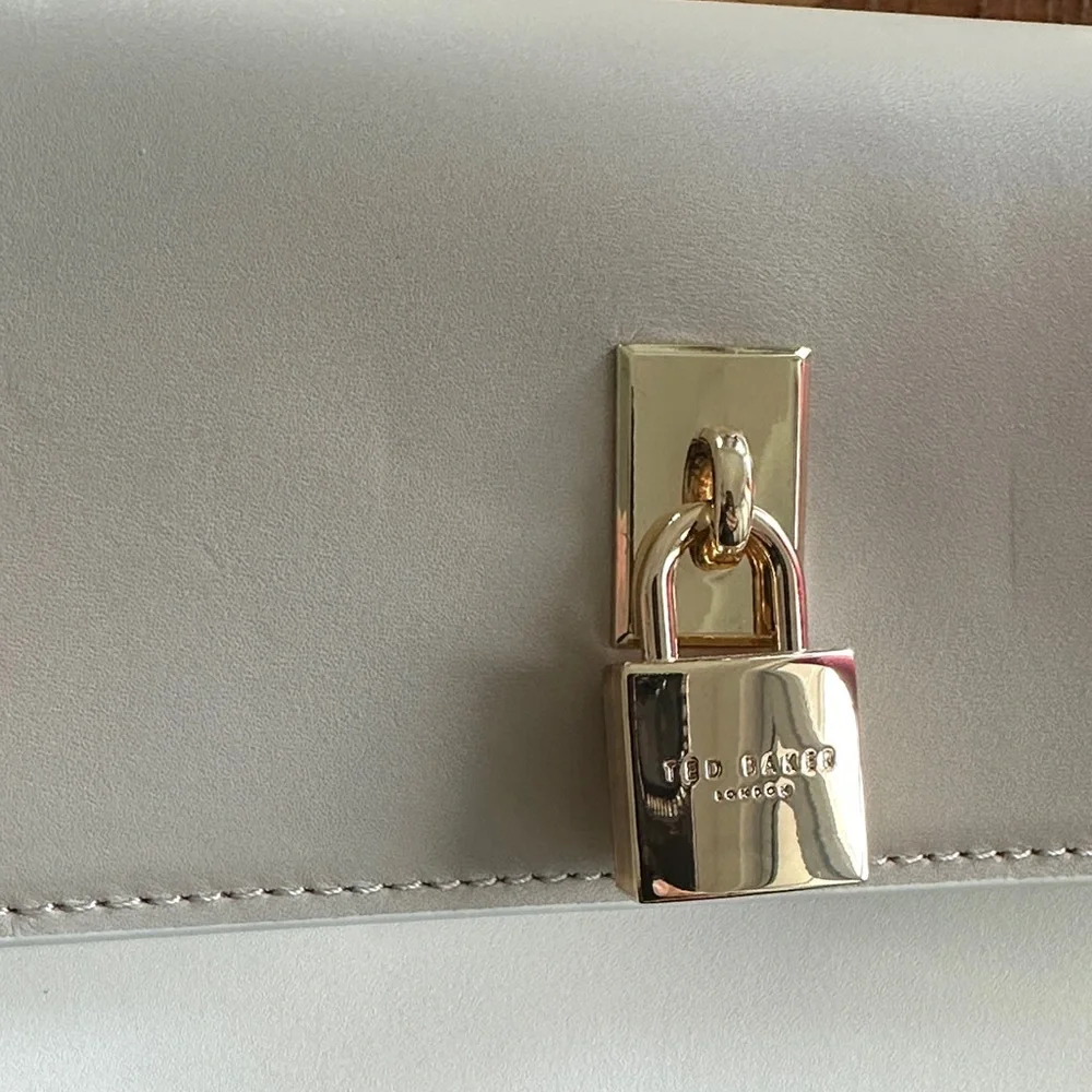 Ted Baker Ssloane Taupe and Cream Crossbody Bag with Gold Handle - Picture 4 of 8